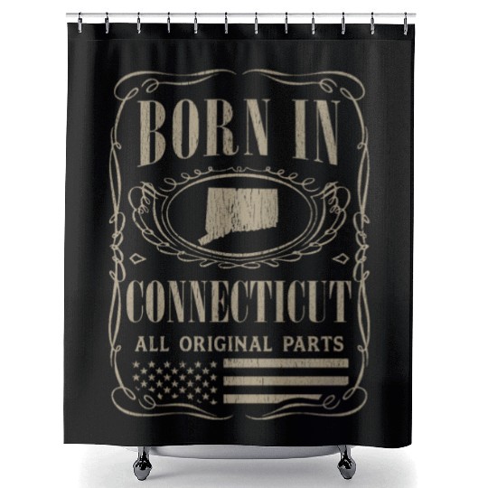 Vintage America US States Born Connecticut Shower Curtains