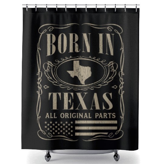 Vintage America US States Born Texas Shower Curtains