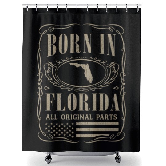 Vintage America US States Born Florida Shower Curtains
