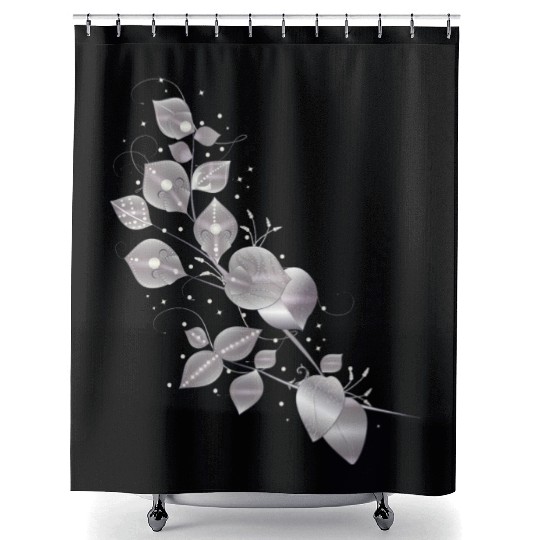 noble leaf tendril in metallic silver look Shower Curtains