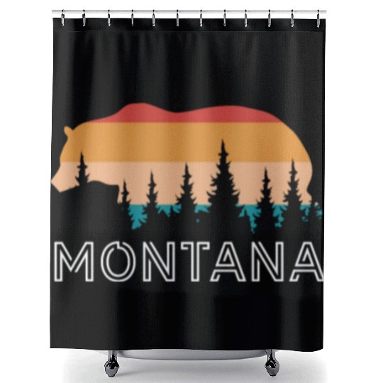 Montana Grizzly Bear Retro Shower Curtains