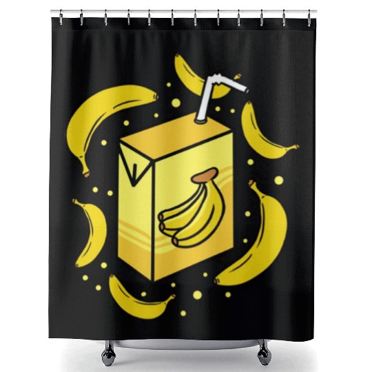 Kawaii Banana Milk For Banana Lover Shower Curtains