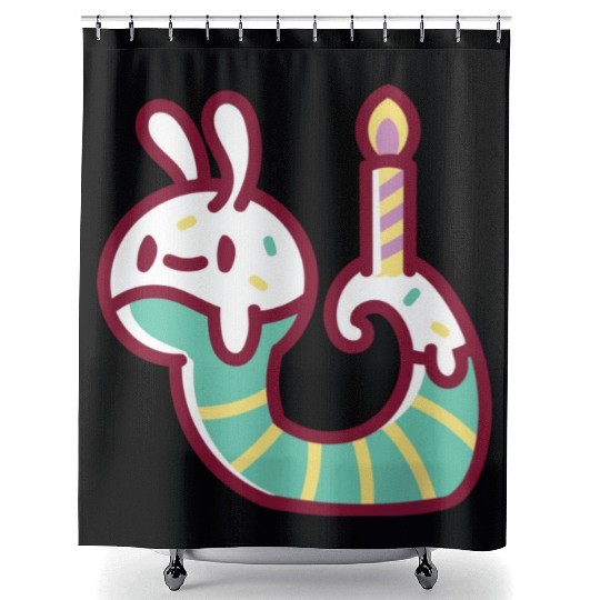 Green Worm Monster Party Shower Curtains