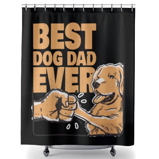 Best Dog Dad Ever Golden Redriever Dog Lover Shower Curtains