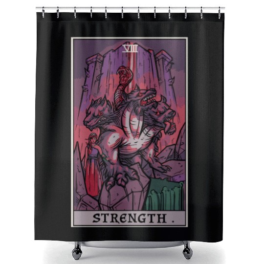 Strength Tarot Card Halloween Cerberus Greek Mytho Shower Curtains