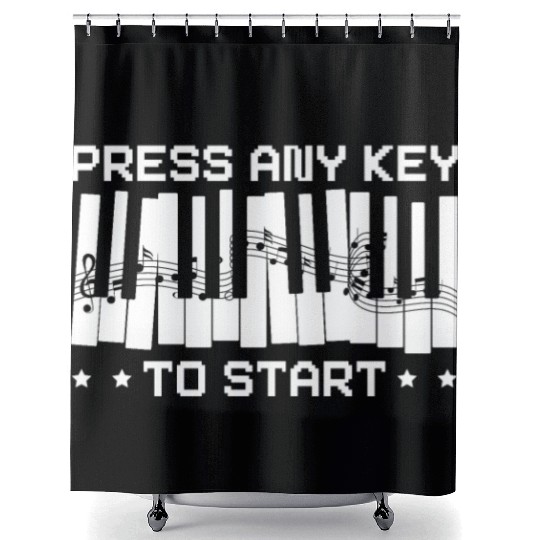 Press Any Key To Start Piano Player Musician Music Shower Curtains