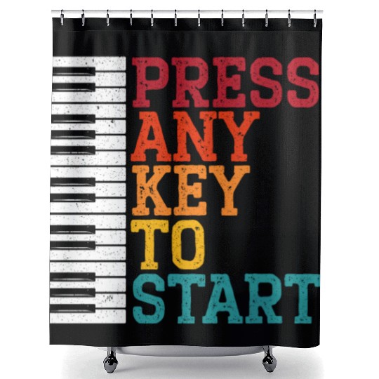 Press Any Key To Start Piano Player Musician Music Shower Curtains