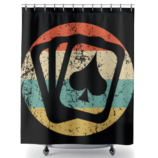 Playing Cards Spades Icon Retro Poker Shower Curtains