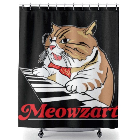 Meowzart Piano Cat Musician Musical Pianist Music Shower Curtains