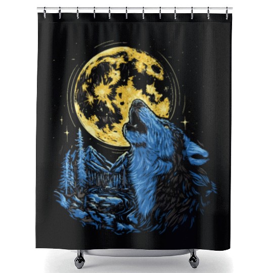 Wolf Moon Forest Wolves Nature Nature Liever Full Shower Curtains