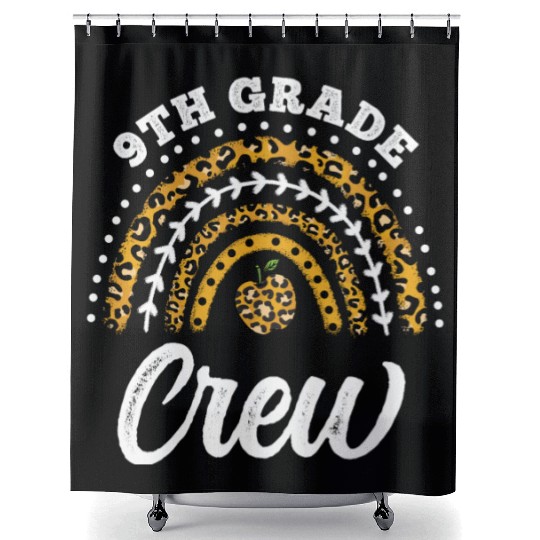 9th Grade Crew Leopard Rainbow Back To School Shower Curtains