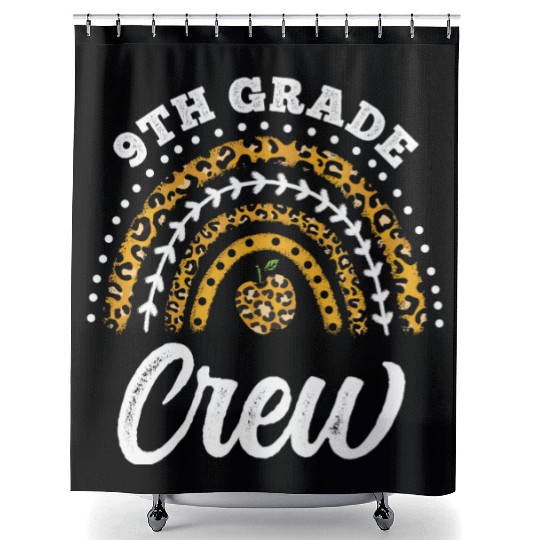 9th Grade Crew Leopard Rainbow Back To School Shower Curtains