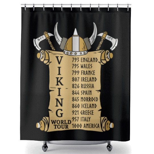 Viking World Tour For Vikings Lover Shower Curtains