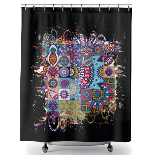 Joyful mosaic Shower Curtains