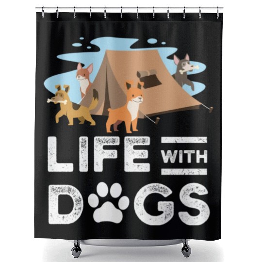 Camping Camper Dog Life With Dogs Dog Lover Gift Shower Curtains