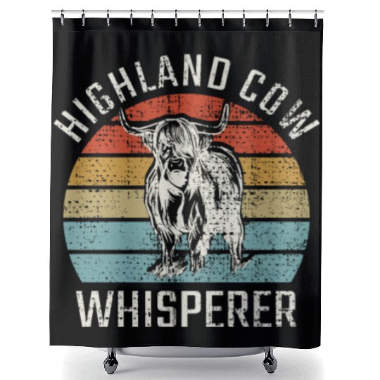 Highland Cow Whisperer Shower Curtains