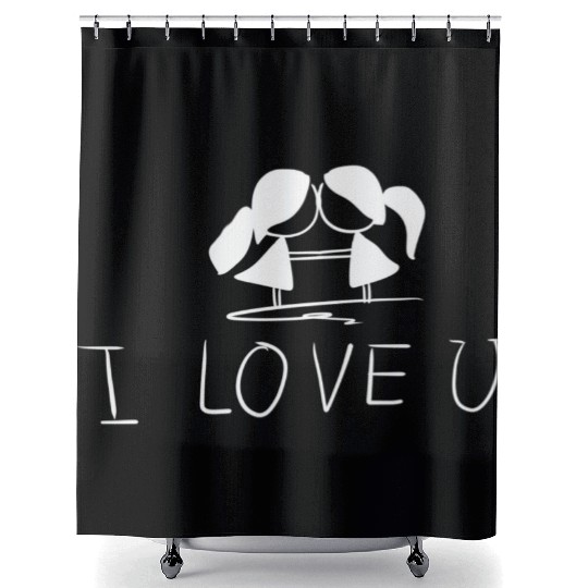 lesbian couple couple i love you Shower Curtains
