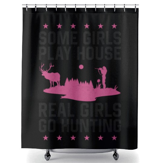 Buck Deer Hunting Hunter Girl Some Shower Curtains