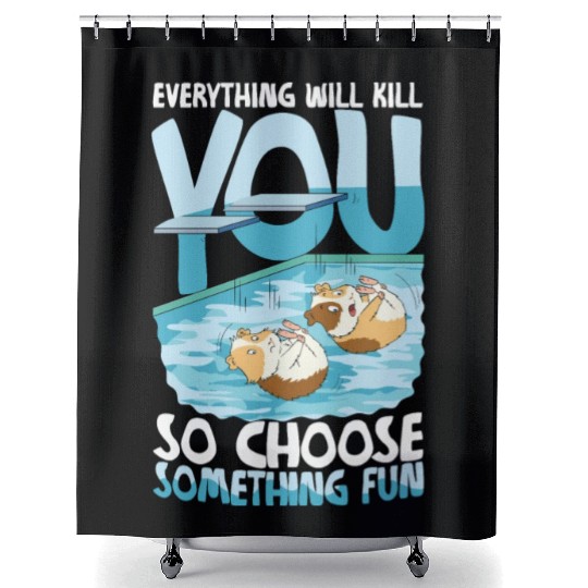 Guinea Pig High Diving Swimming Shower Curtains