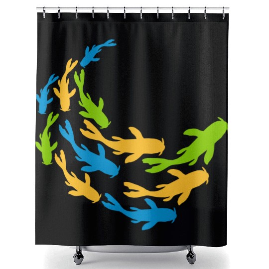 colorful shoal koi fish Shower Curtains
