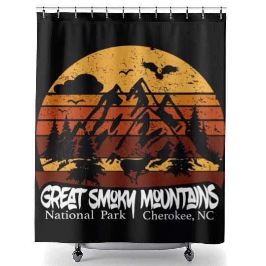 Great Smoky Mountains Cherokee Nc Vintage Souvenir Shower Curtains