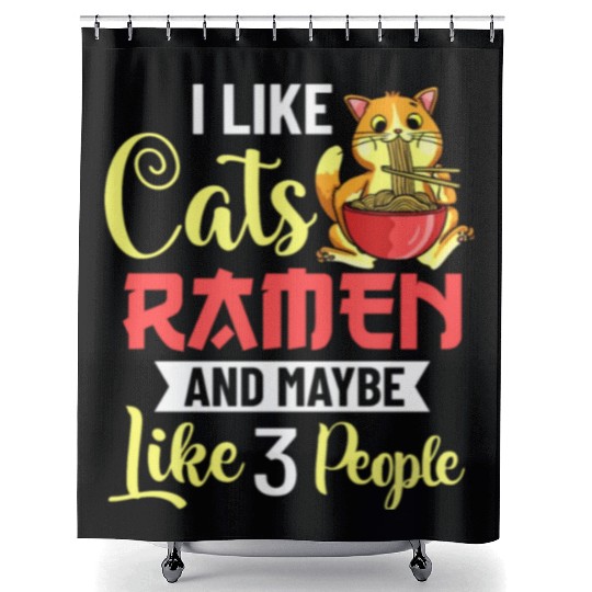 Ramen Cat Bowl Chicken Noodle Soup Japanese Shower Curtains
