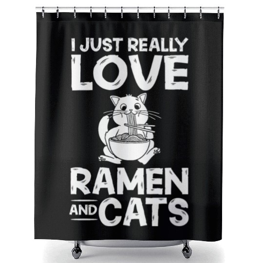 Ramen Cat Bowl Chicken Noodle Soup Japanese Shower Curtains