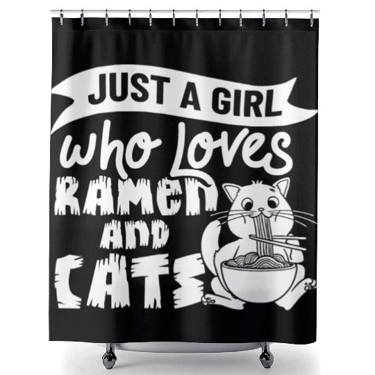 Ramen Cat Bowl Chicken Noodle Soup Japanese Shower Curtains