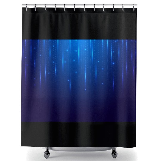 Navy Blue Glowing Neon Dots Shower Curtains