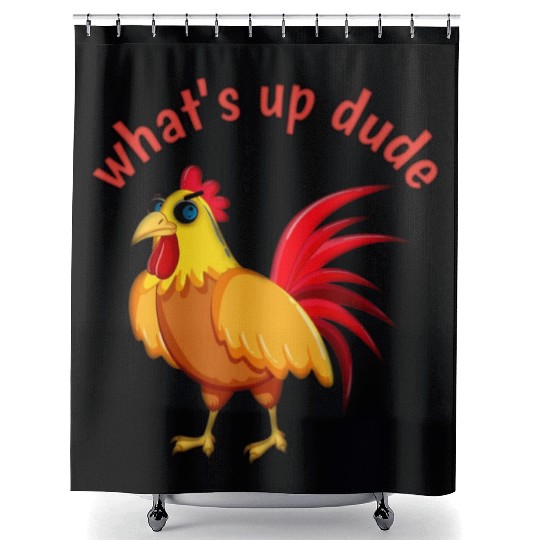 Angry Cartoon Cock Bird Shower Curtains