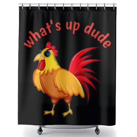 Angry Cartoon Cock Bird Shower Curtains