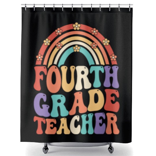 4th Grade Teacher Rainbow First Day Of School Shower Curtains