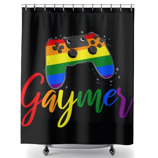 Funny Gaymer Controller Gay Gamer Rainbow LGBT Shower Curtains
