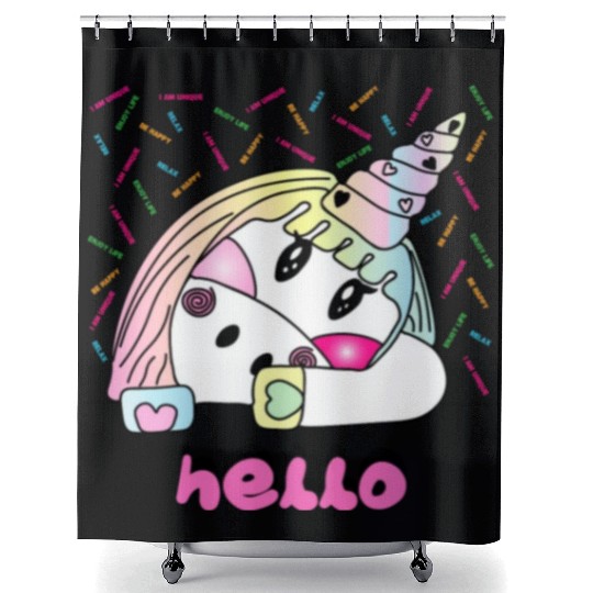 Happy Unicorn Shower Curtains