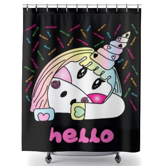 Happy Unicorn Shower Curtains