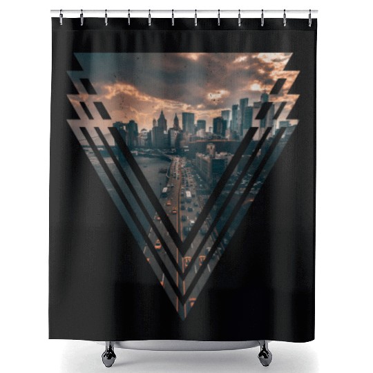Manhattan in Triangle Shower Curtains