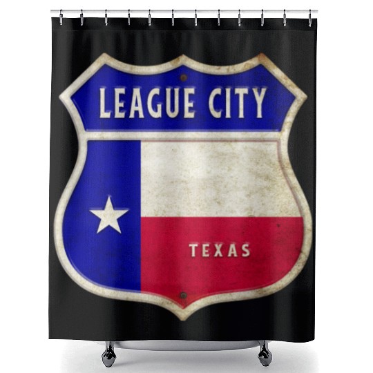 League City Texas crest flags design Shower Curtains
