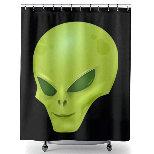 alien , green, skull Shower Curtains