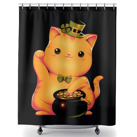 cat Irish Lucky Cat Shower Curtains