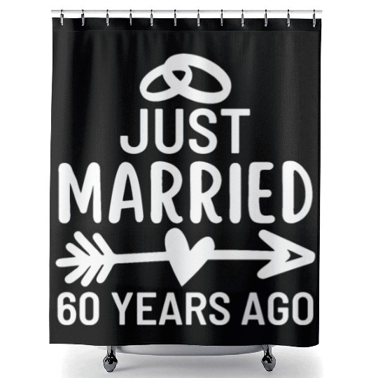 Just Married 60 Years Ago Wedding Anniversary Shower Curtains