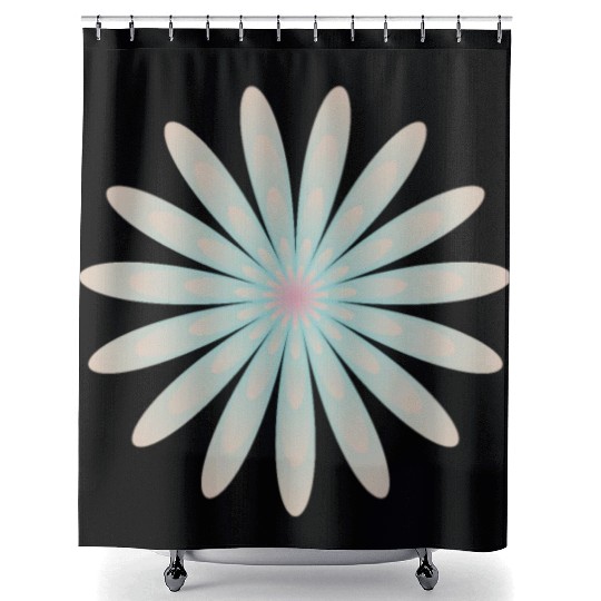 Blue and Coral Flower Shower Curtains