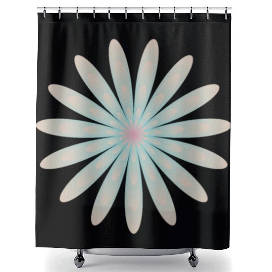 Blue and Coral Flower Shower Curtains