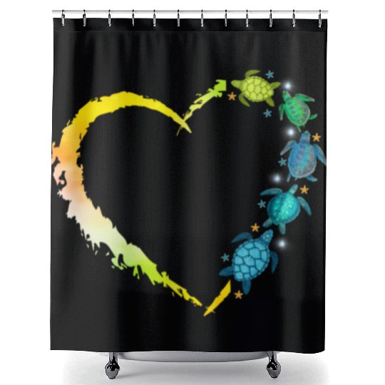 Sea Turtle Heart Animal Lover Shower Curtains