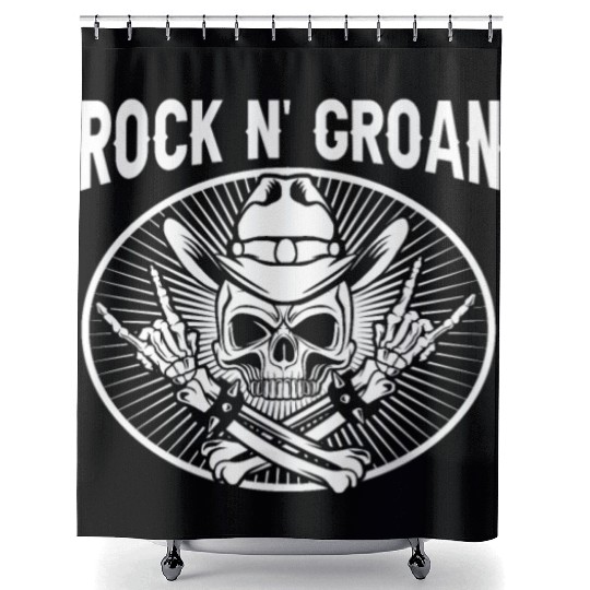 Halloween Cowboy Skeleton Rocker Hand Rock Shower Curtains