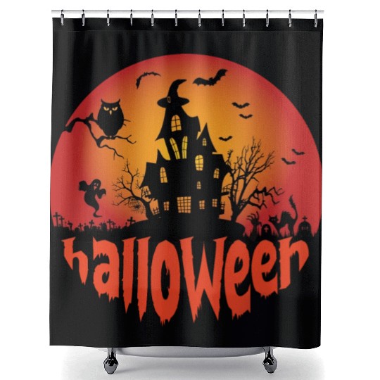 Halloween Scary Night Witch House Shower Curtains