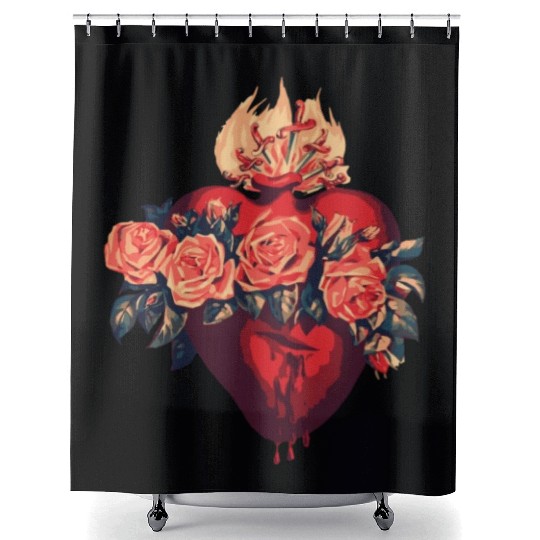 Immaculate Heart Of Mary Vintage Blessed Catholic Shower Curtains