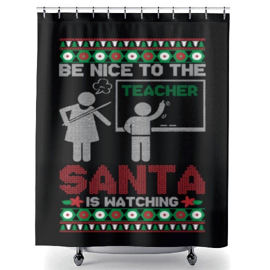 Funny Teacher Ugly Christmas Shower Curtains