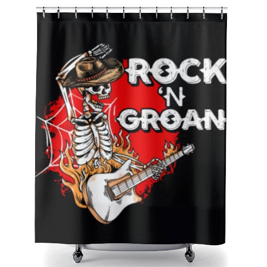 Halloween Cowboy Skeleton Rocker Hand Rock Shower Curtains