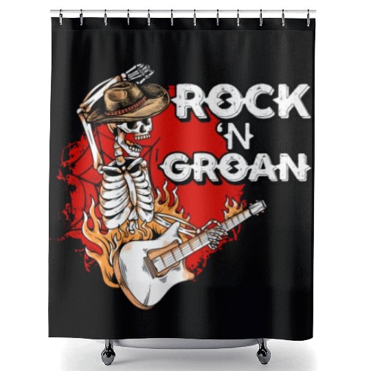 Halloween Cowboy Skeleton Rocker Hand Rock Shower Curtains