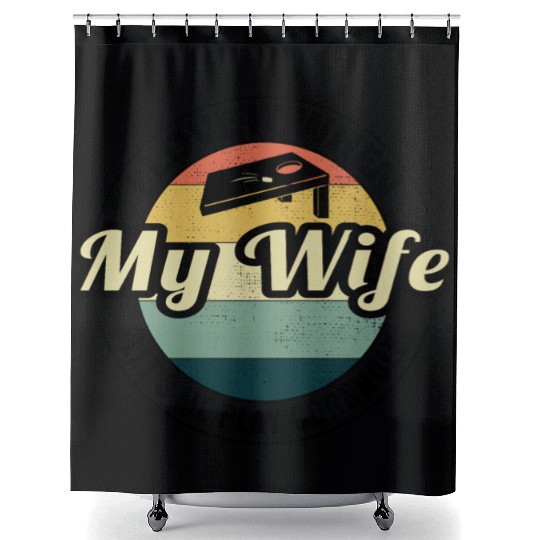 Cornhole Bean Bag Toss Lawn Game Husband Wife Shower Curtains